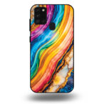 Telefoonhoesje voor Samsung Galaxy A21s met regenboog goud marmer opdruk