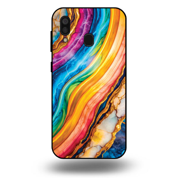 Telefoonhoesje voor Samsung Galaxy A30 met regenboog goud marmer opdruk