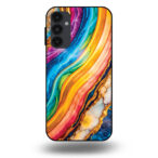 Telefoonhoesje voor Samsung Galaxy A34 5G met regenboog goud marmer opdruk