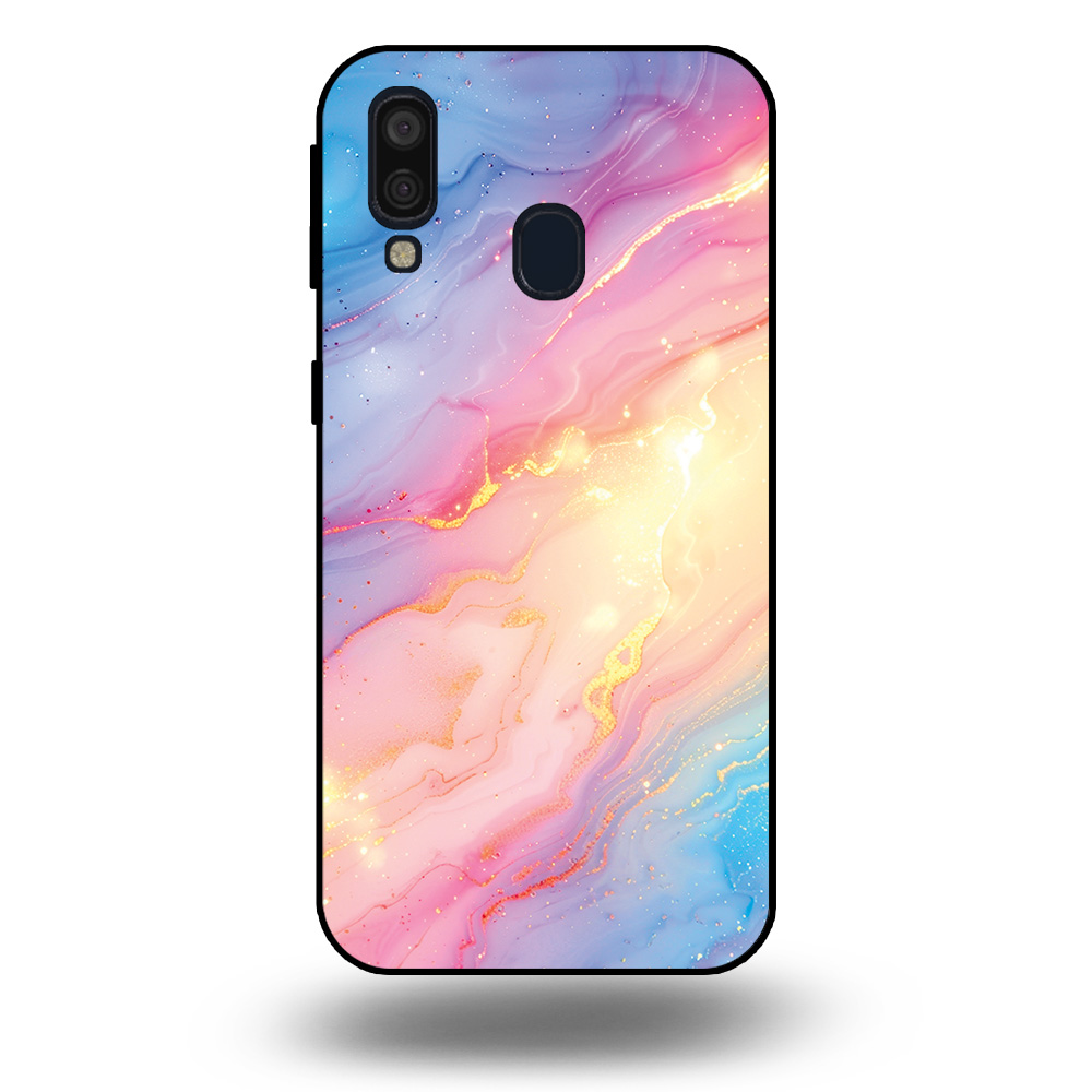 Telefoonhoesje voor Samsung Galaxy A40 met regenboog glitter marmer opdruk