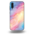 Telefoonhoesje voor Samsung Galaxy A50 met regenboog glitter marmer opdruk