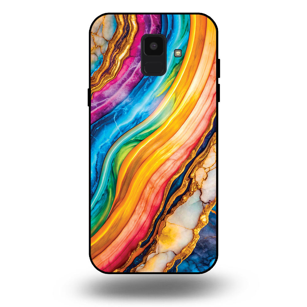 Telefoonhoesje voor Samsung Galaxy A6 2018 met regenboog goud marmer opdruk