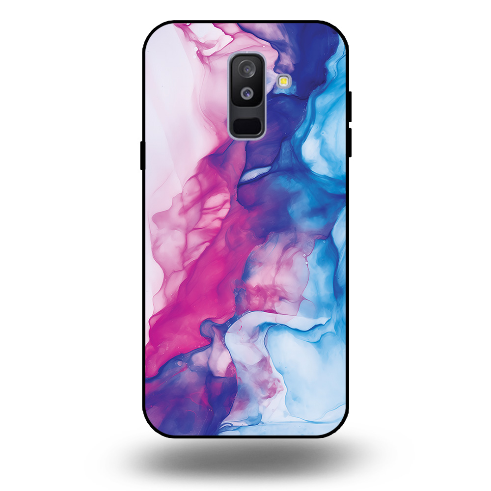 Telefoonhoesje voor Samsung Galaxy A6+ 2018 met roze blauw marmer opdruk