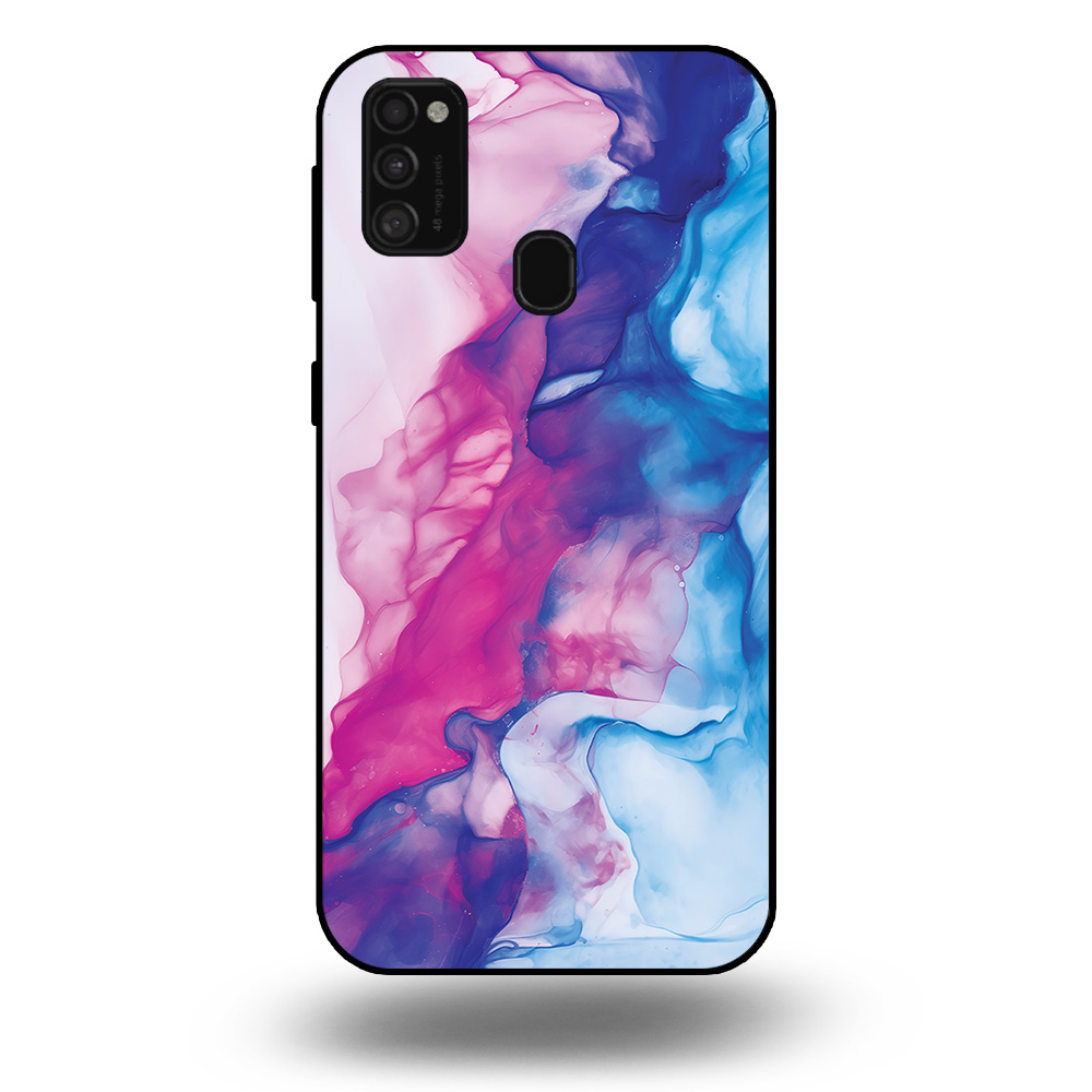 Telefoonhoesje voor Samsung Galaxy M21 met roze blauw marmer opdruk