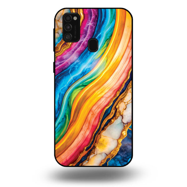 Telefoonhoesje voor Samsung Galaxy M31 met regenboog goud marmer opdruk