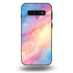 Telefoonhoesje voor Samsung Galaxy S10+ met regenboog glitter marmer opdruk