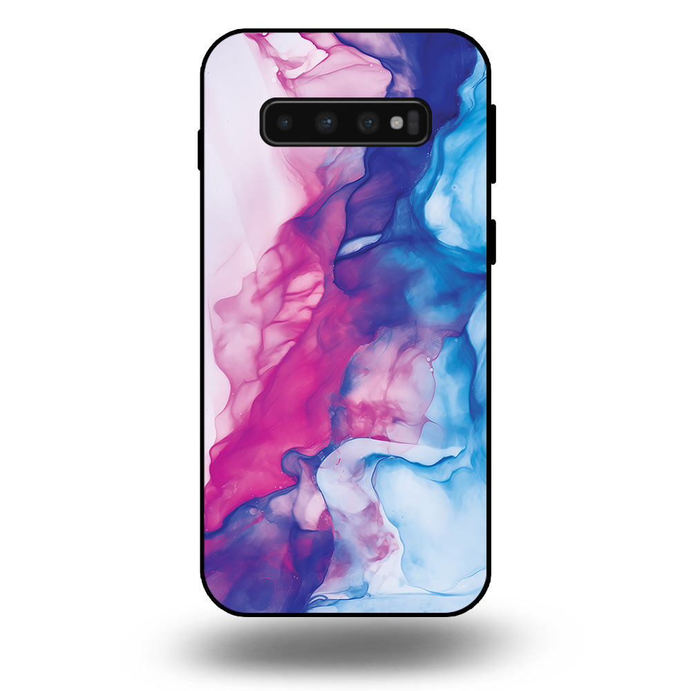 Telefoonhoesje voor Samsung Galaxy S10+ met roze blauw marmer opdruk