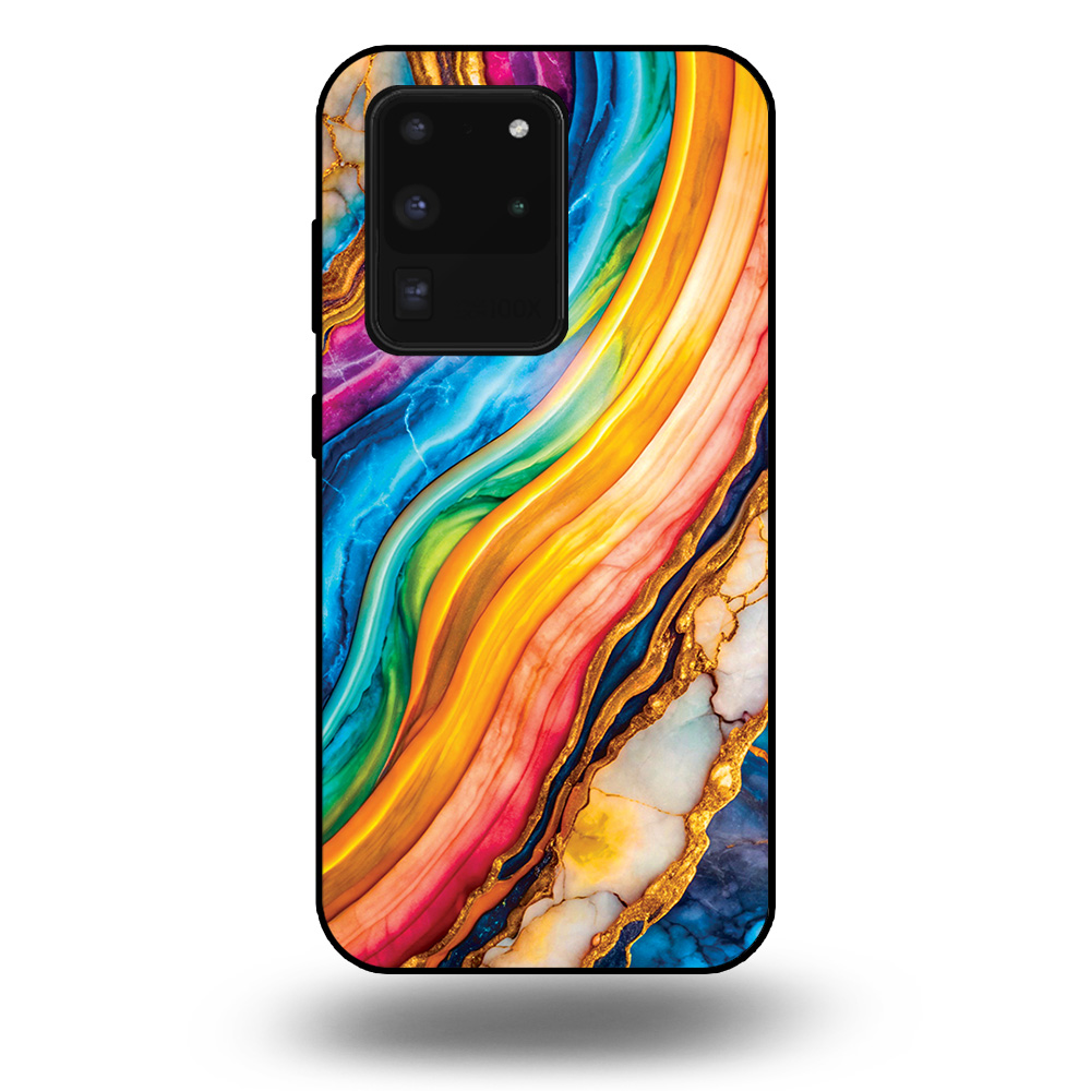 Telefoonhoesje voor Samsung Galaxy S20 Ultra met regenboog goud marmer opdruk