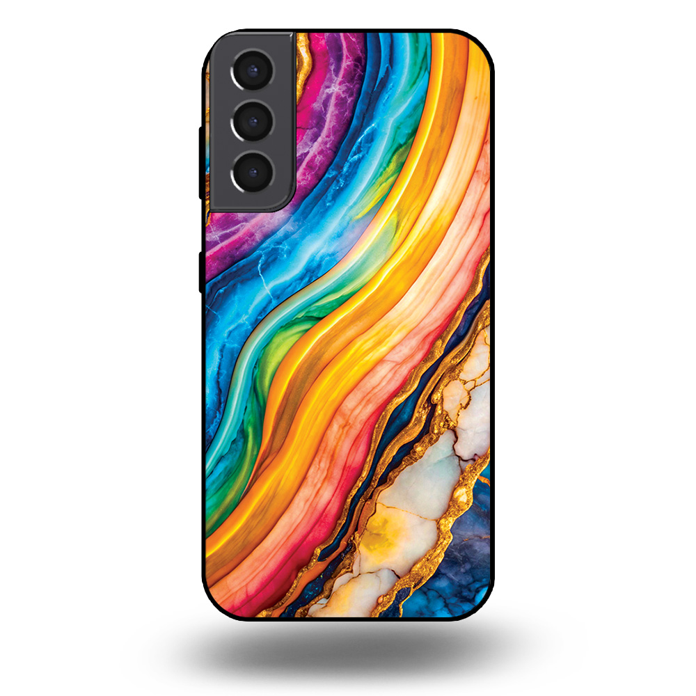 Telefoonhoesje voor Samsung Galaxy S21+ met regenboog goud marmer opdruk