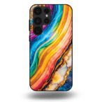 Telefoonhoesje voor Samsung Galaxy S23 Ultra met regenboog goud marmer opdruk