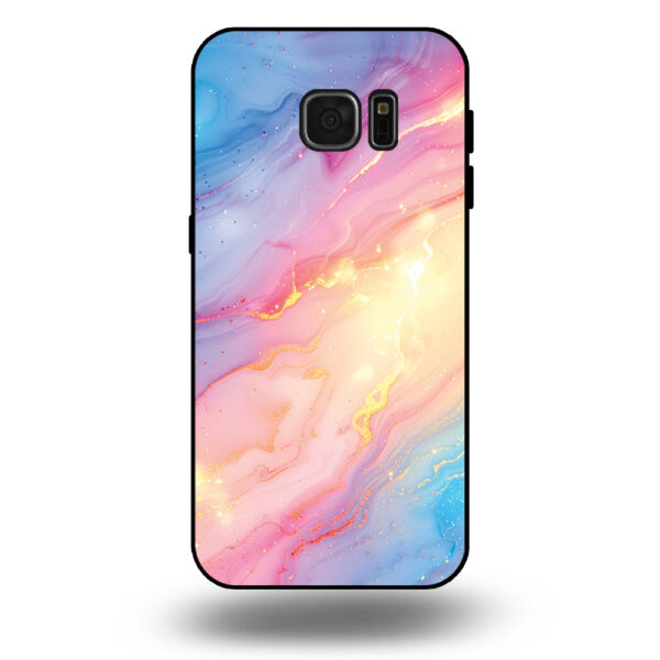 Telefoonhoesje voor Samsung Galaxy S7 edge met regenboog glitter marmer opdruk