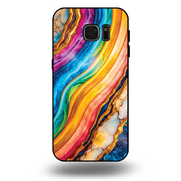 Telefoonhoesje voor Samsung Galaxy S7 met regenboog goud marmer opdruk