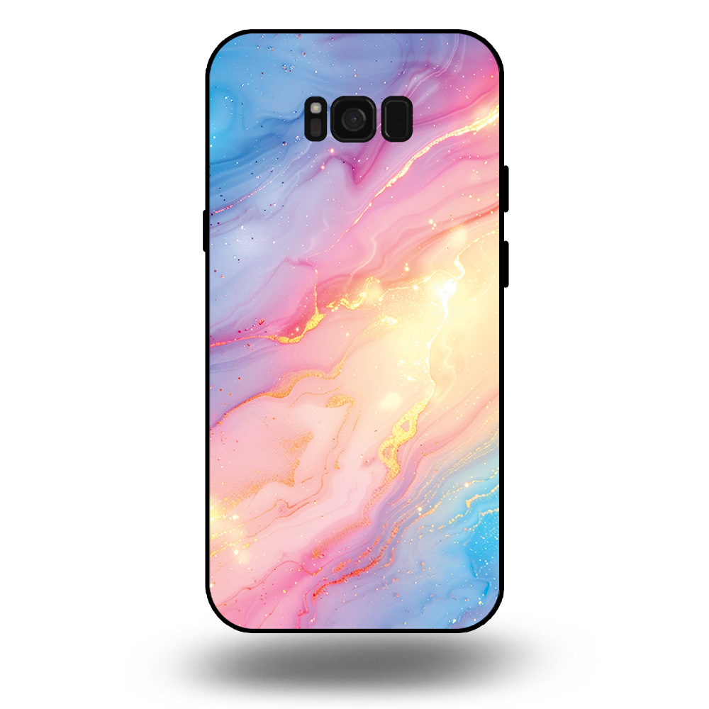 Telefoonhoesje voor Samsung Galaxy S8+ met regenboog glitter marmer opdruk