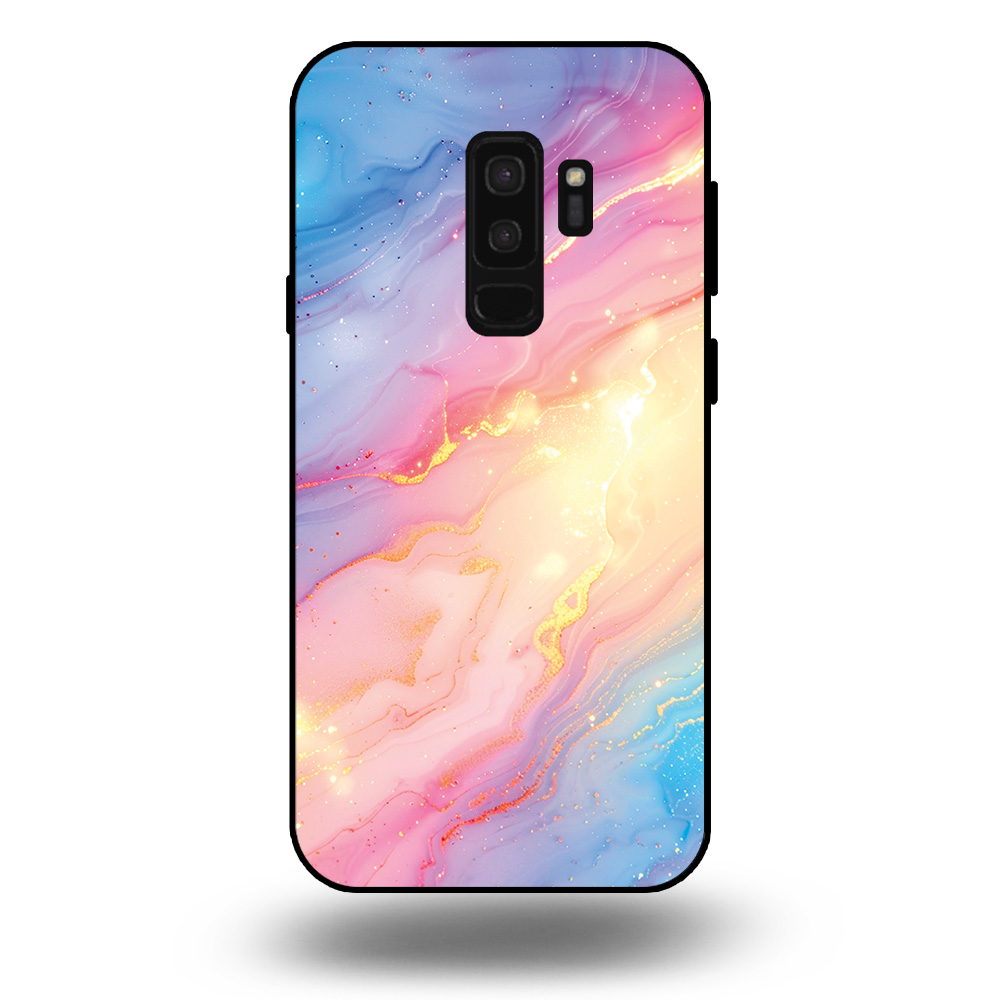 Telefoonhoesje voor Samsung Galaxy S9+ met regenboog glitter marmer opdruk