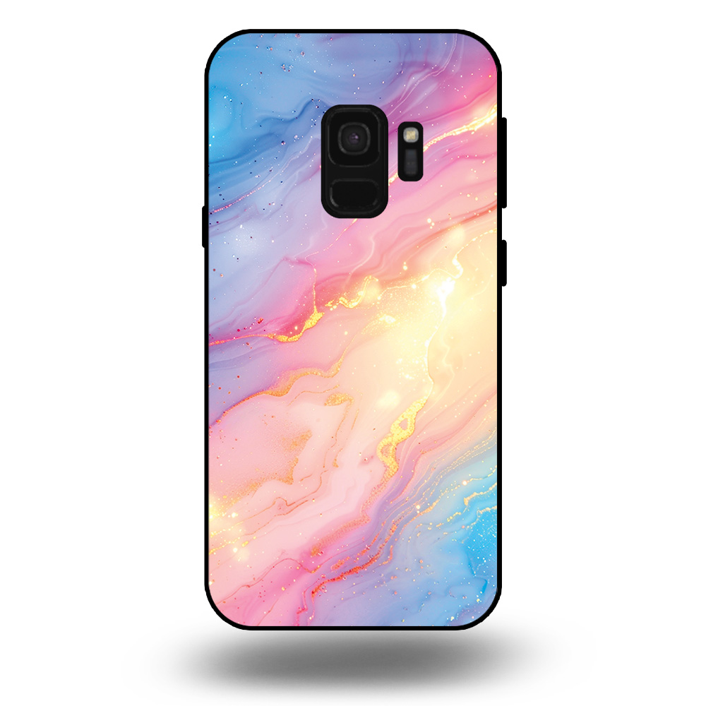 Telefoonhoesje voor Samsung Galaxy S9 met regenboog glitter marmer opdruk