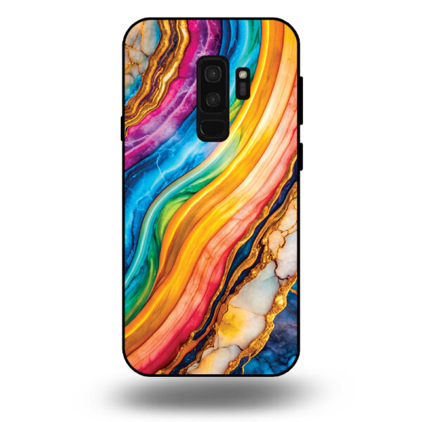 Telefoonhoesje voor Samsung Galaxy S9+ met regenboog goud marmer opdruk