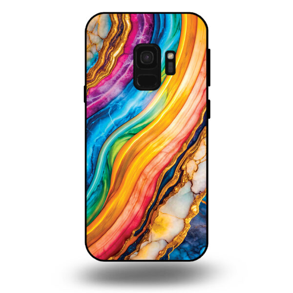 Telefoonhoesje voor Samsung Galaxy S9 met regenboog goud marmer opdruk