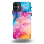 Telefoonhoesje voor iPhone 11 met regenboog acryl marmer opdruk