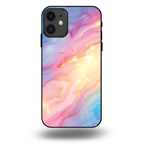 Telefoonhoesje voor iPhone 11 met regenboog glitter marmer opdruk