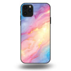 Telefoonhoesje voor iPhone 11 pro max met regenboog glitter marmer opdruk