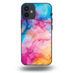 Telefoonhoesje voor iPhone 12 mini met regenboog acryl marmer opdruk