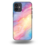 Telefoonhoesje voor iPhone 12 mini met regenboog glitter marmer opdruk