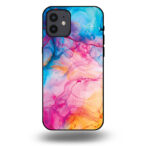 Telefoonhoesje voor iPhone 12 pro met regenboog acryl marmer opdruk