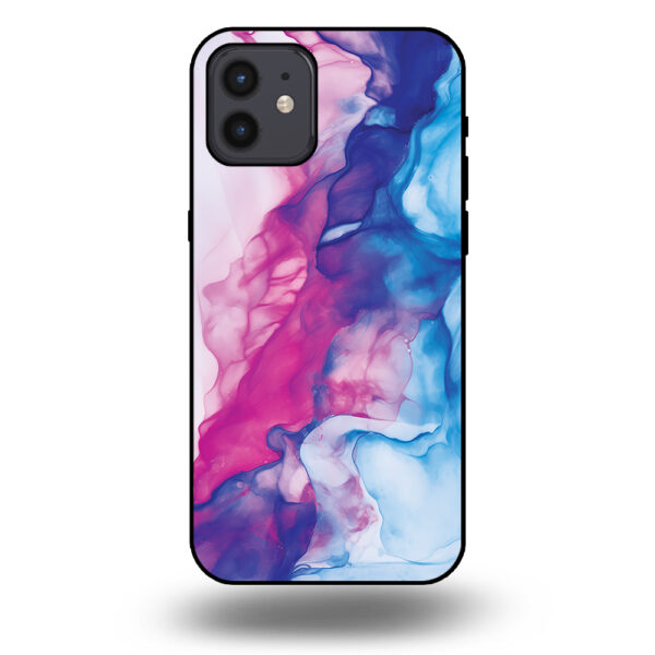 Telefoonhoesje voor iPhone 12 pro met roze blauw marmer opdruk