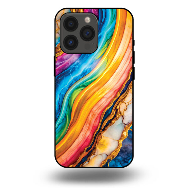 Telefoonhoesje voor iPhone 13 Pro met regenboog goud marmer opdruk