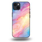 Telefoonhoesje voor iPhone 13 met regenboog glitter marmer opdruk