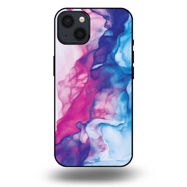 Telefoonhoesje voor iPhone 13 met roze blauw marmer opdruk