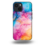 Telefoonhoesje voor iPhone 13 mini met regenboog acryl marmer opdruk