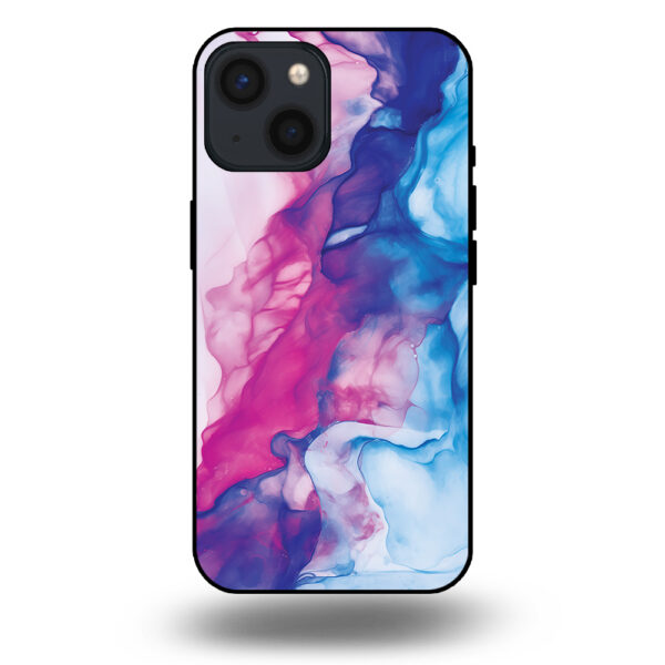 Telefoonhoesje voor iPhone 13 mini met roze blauw marmer opdruk