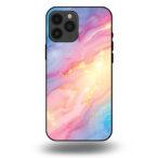 Telefoonhoesje voor iPhone 13 pro max met regenboog glitter marmer opdruk