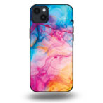 Telefoonhoesje voor iPhone 14 plus met regenboog acryl marmer opdruk