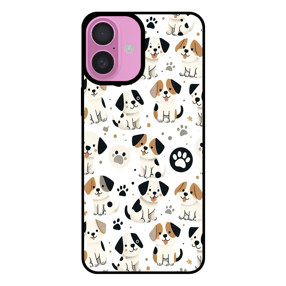 Telefoonhoesje voor iPhone 16 Plus met honden opdruk