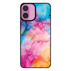 Telefoonhoesje voor iPhone 16 Plus met regenboog acryl marmer opdruk