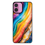 Telefoonhoesje voor iPhone 16 Plus met regenboog goud marmer opdruk