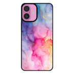 Telefoonhoesje voor iPhone 16 Plus met regenboog marmer opdruk