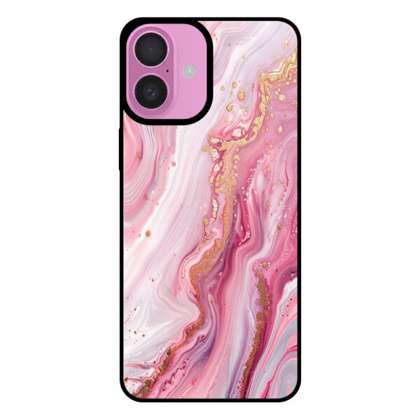 Telefoonhoesje voor iPhone 16 Plus met roze marmer opdruk