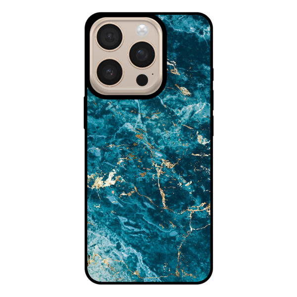 Telefoonhoesje voor iPhone 16 Pro Max met blauw marmer opdruk