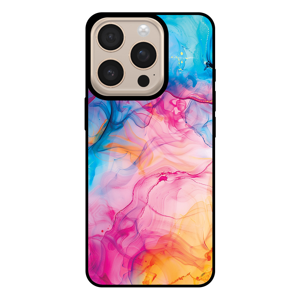 Telefoonhoesje voor iPhone 16 Pro Max met regenboog acryl marmer opdruk