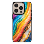 Telefoonhoesje voor iPhone 16 Pro Max met regenboog goud marmer opdruk