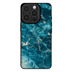 Telefoonhoesje voor iPhone 16 Pro met blauw marmer opdruk