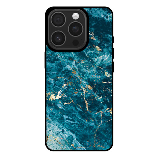 Telefoonhoesje voor iPhone 16 Pro met blauw marmer opdruk