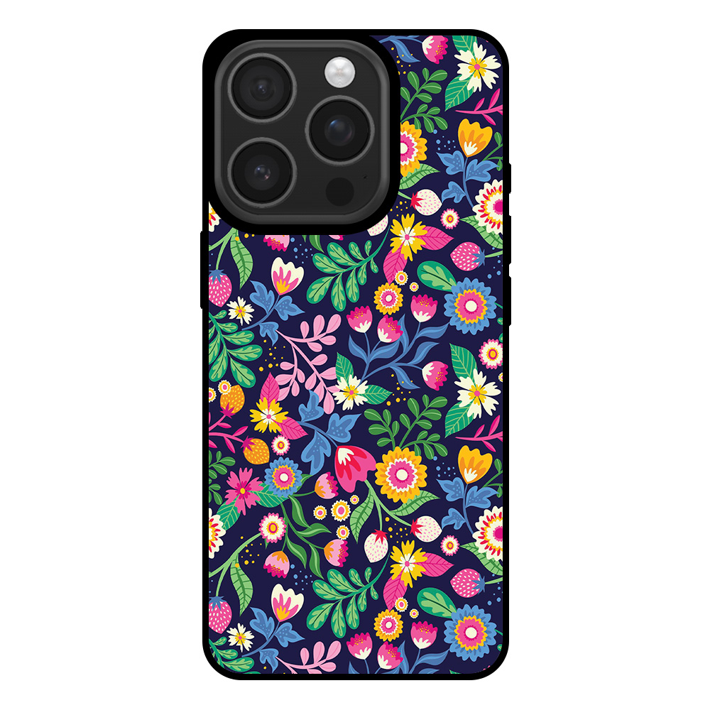 Telefoonhoesje voor iPhone 16 Pro met bloemen opdruk