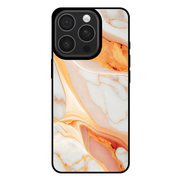 Telefoonhoesje voor iPhone 16 Pro met oranje marmer opdruk