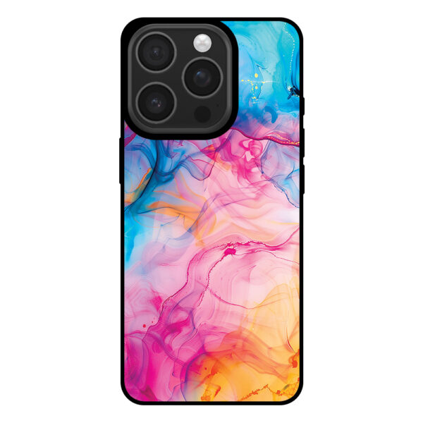 Telefoonhoesje voor iPhone 16 Pro met regenboog acryl marmer opdruk