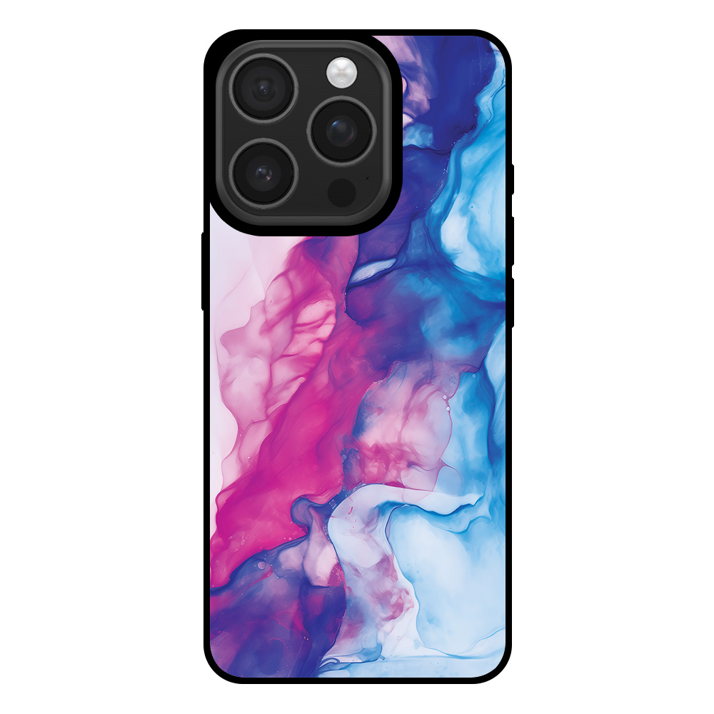 Telefoonhoesje voor iPhone 16 Pro met roze blauw marmer opdruk