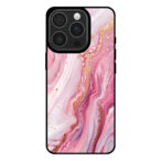 Telefoonhoesje voor iPhone 16 Pro met roze marmer opdruk